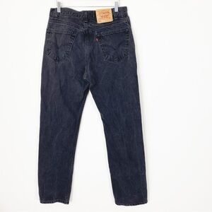 VINTAGE 90s LEVI’S 505 Distressed Black Straight Leg Denim Mom Jeans Size 34